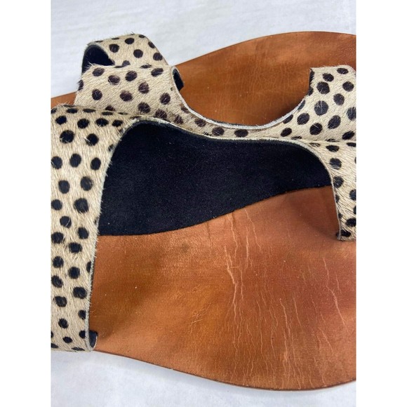 Women's Leopards Animal Print Leather Slip-On Toe Ring Sandals 39 - Picture 7 of 9